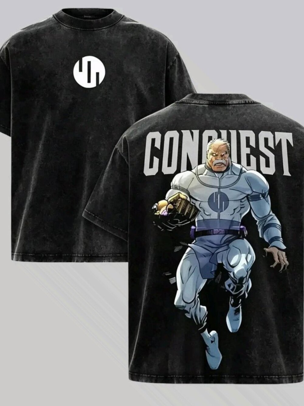 Conquest Invincible Viltrumite Character Graphic Vintage Acid Wash Black T-Shirt
